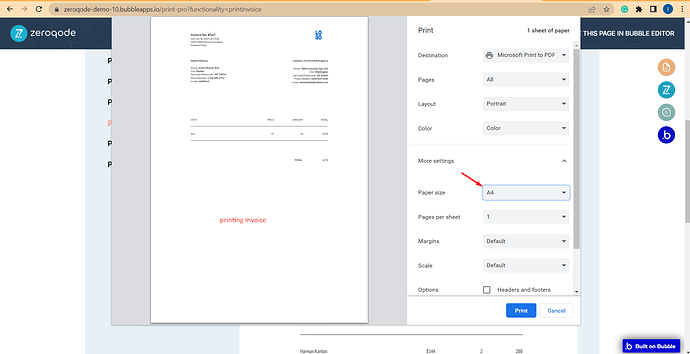 printing invoice