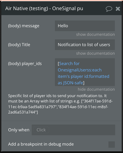 notification to a list of users