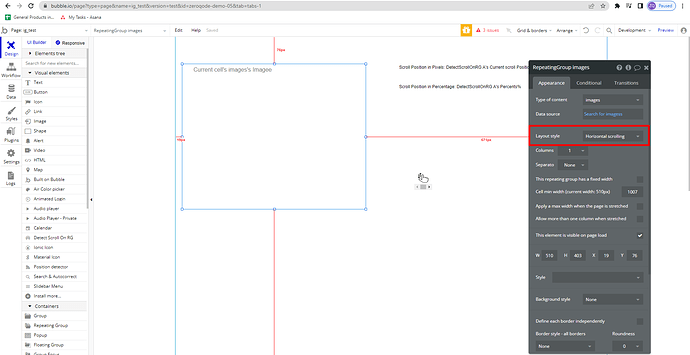 RG horizontal scrolling