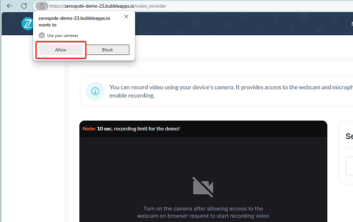 Allow Camera Permissions
