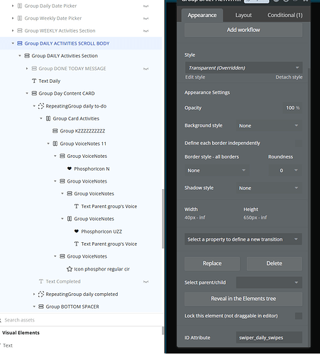 group swiper settings