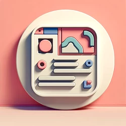 DALL·E 2024-03-19 12.15.10 - Create a modern, minimalistic 3D icon depicting an illustration template for a Facebook post. The icon should feature a stylized, abstract representat