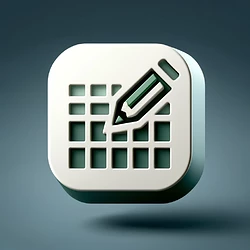 DALL·E 2024-05-08 16.23.17 - A modern, minimalistic 3D icon representing an editable data table like Excel. The icon should feature a stylized, smooth 3D table grid with multiple -2