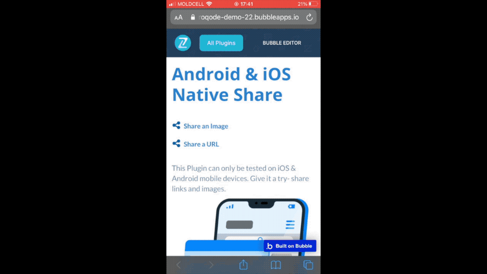 ios and android native share demo