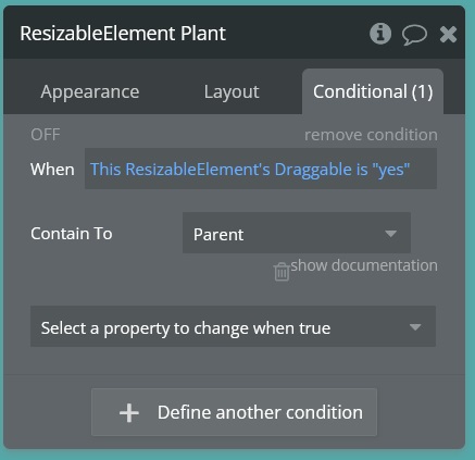 Resizable Image Setup (Conditional Tab, Screenshot 1)