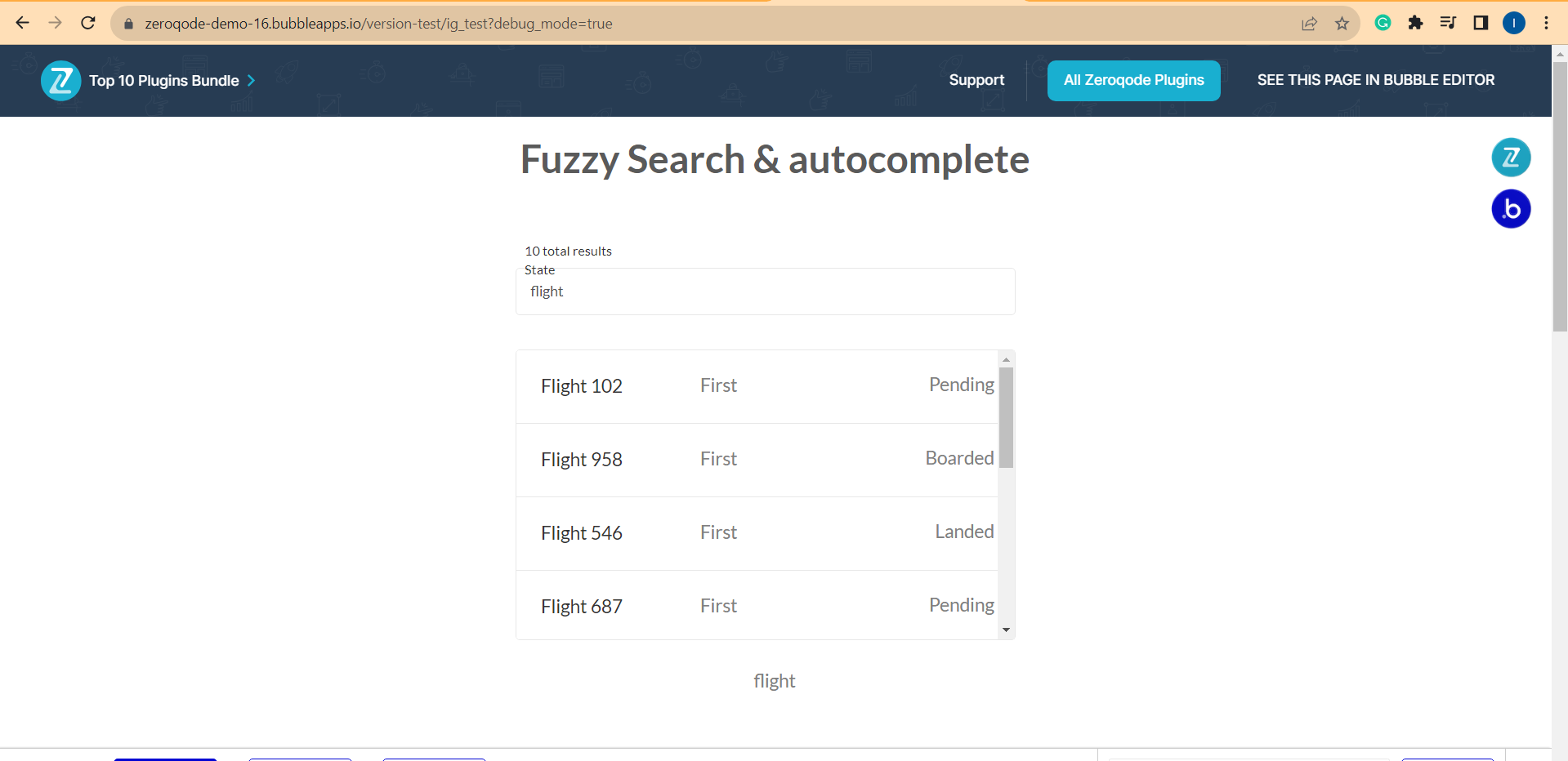 Fuzzy Search & Autocomplete Plugin for Bubble